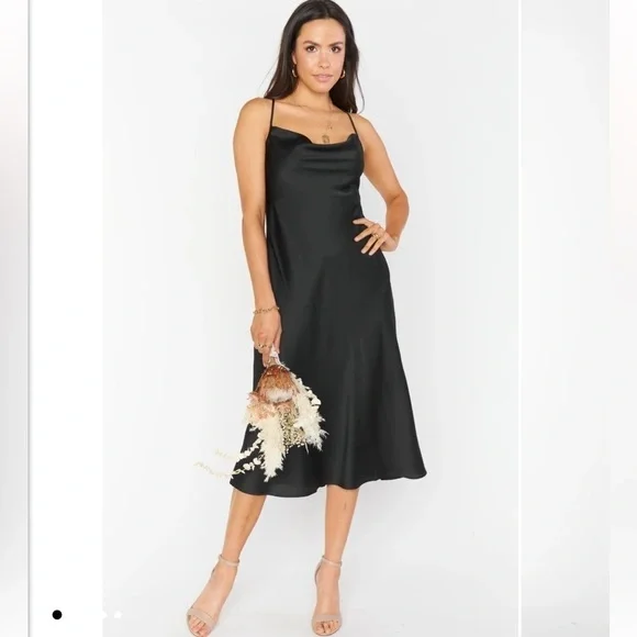 Show Me Your MuMu Verona Cowl Dress Black Sz Medium Party Wedding Timeless Chic - Picture 2 of 11